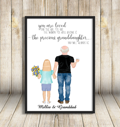 Granddaughter & Granddad Print,Custom Granddad and Granddaughter - Click Image to Close